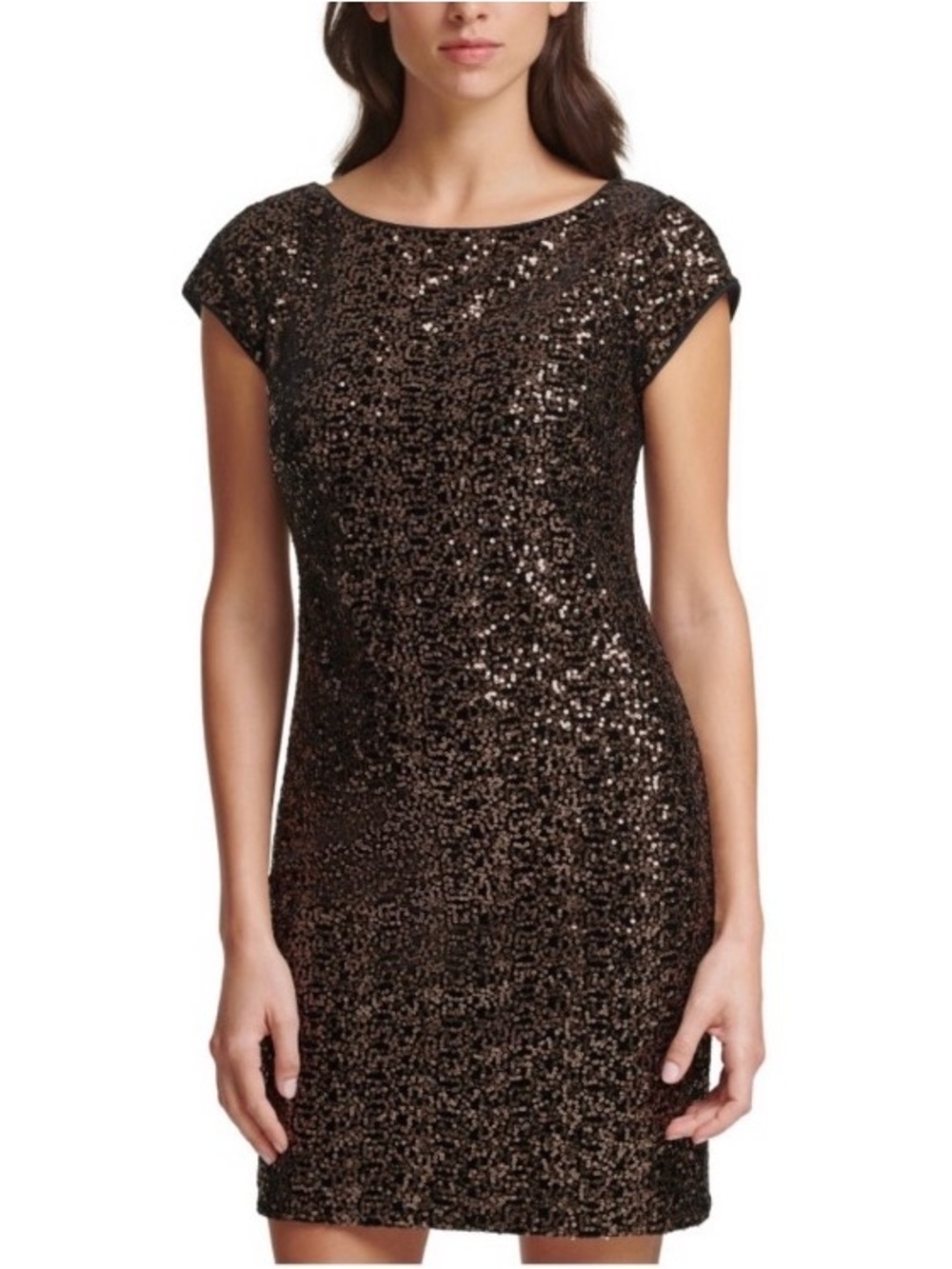 NWT Eliza J Bronze Sequin Sheath Cocktail Dress Size 10 $138
